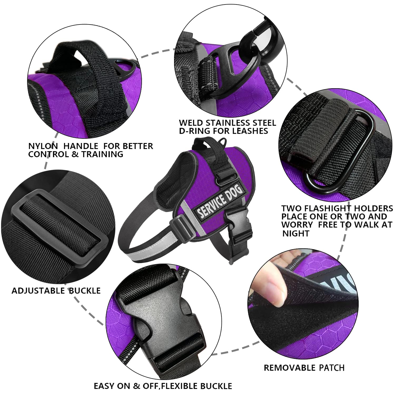 JSXD dog harness with no-pull design and reinforced D-rings for smoother control
