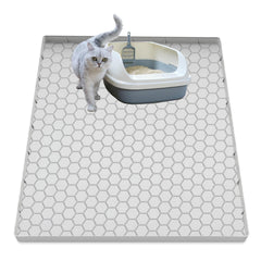 JSXZWOO cat litter mat 37x22 full view showing wide coverage and tidy floors