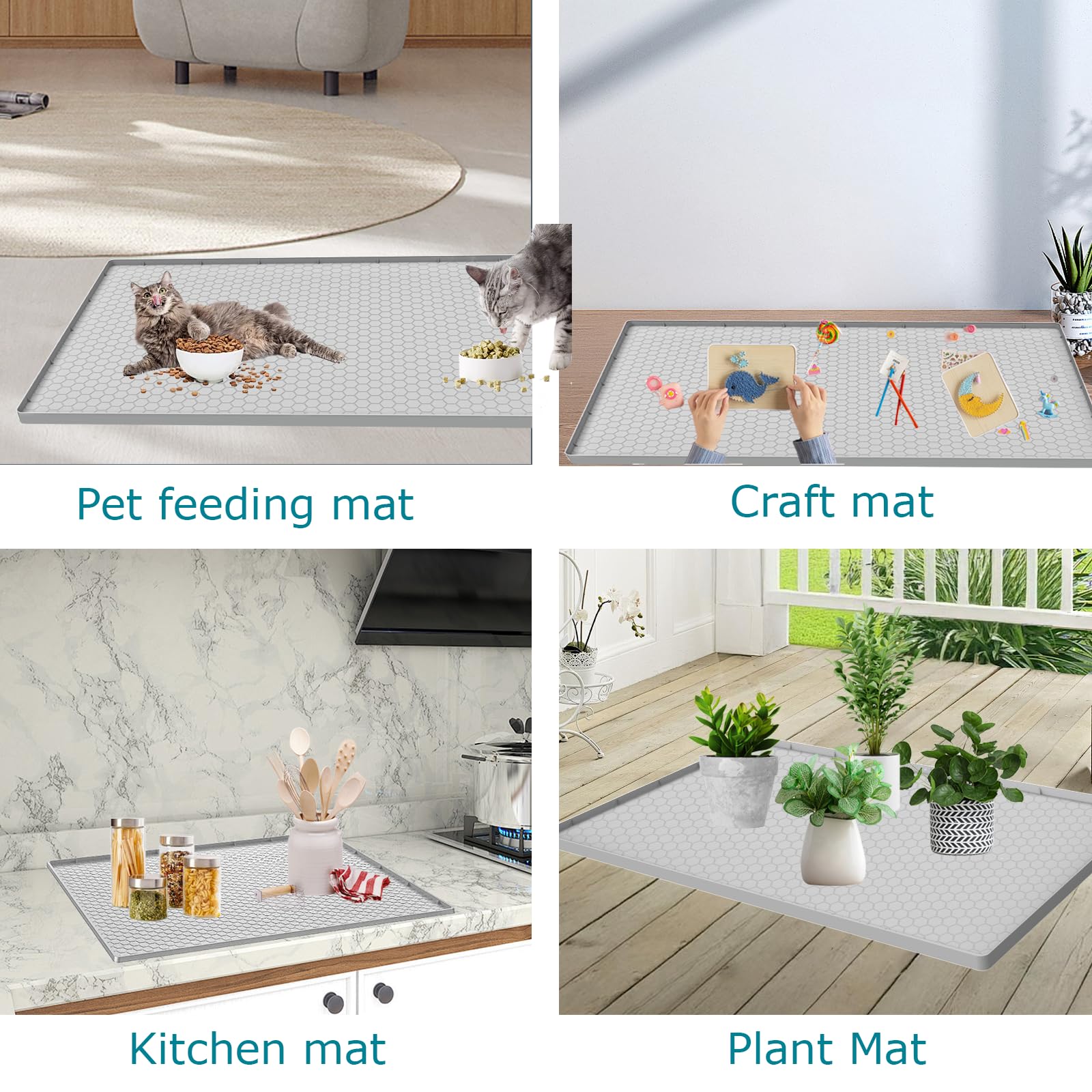 JSXZWOO light grey litter mat in use with cats and tidy room