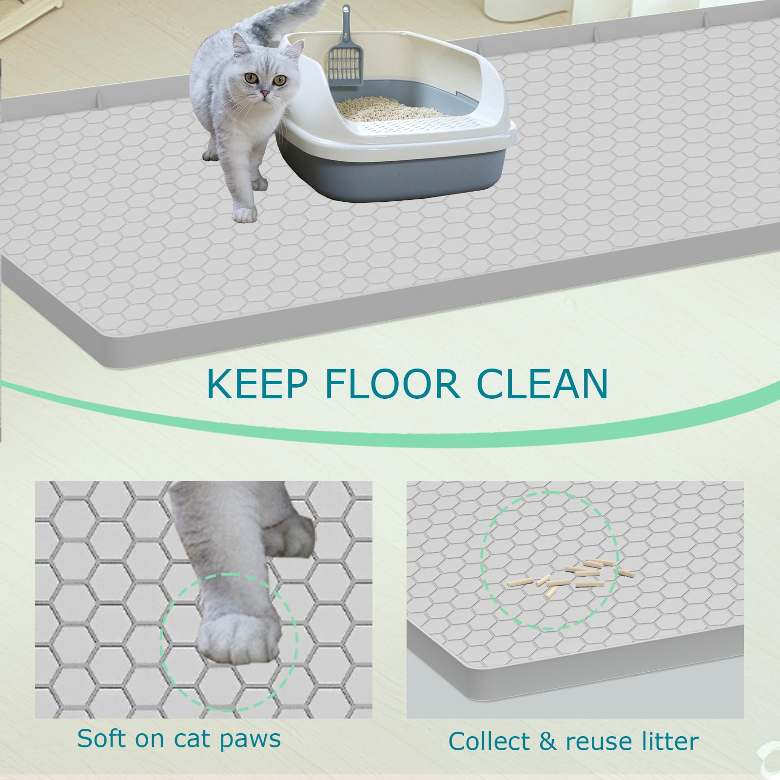 JSXZWOO cat litter mat raised edge closeup for effective litter containment
