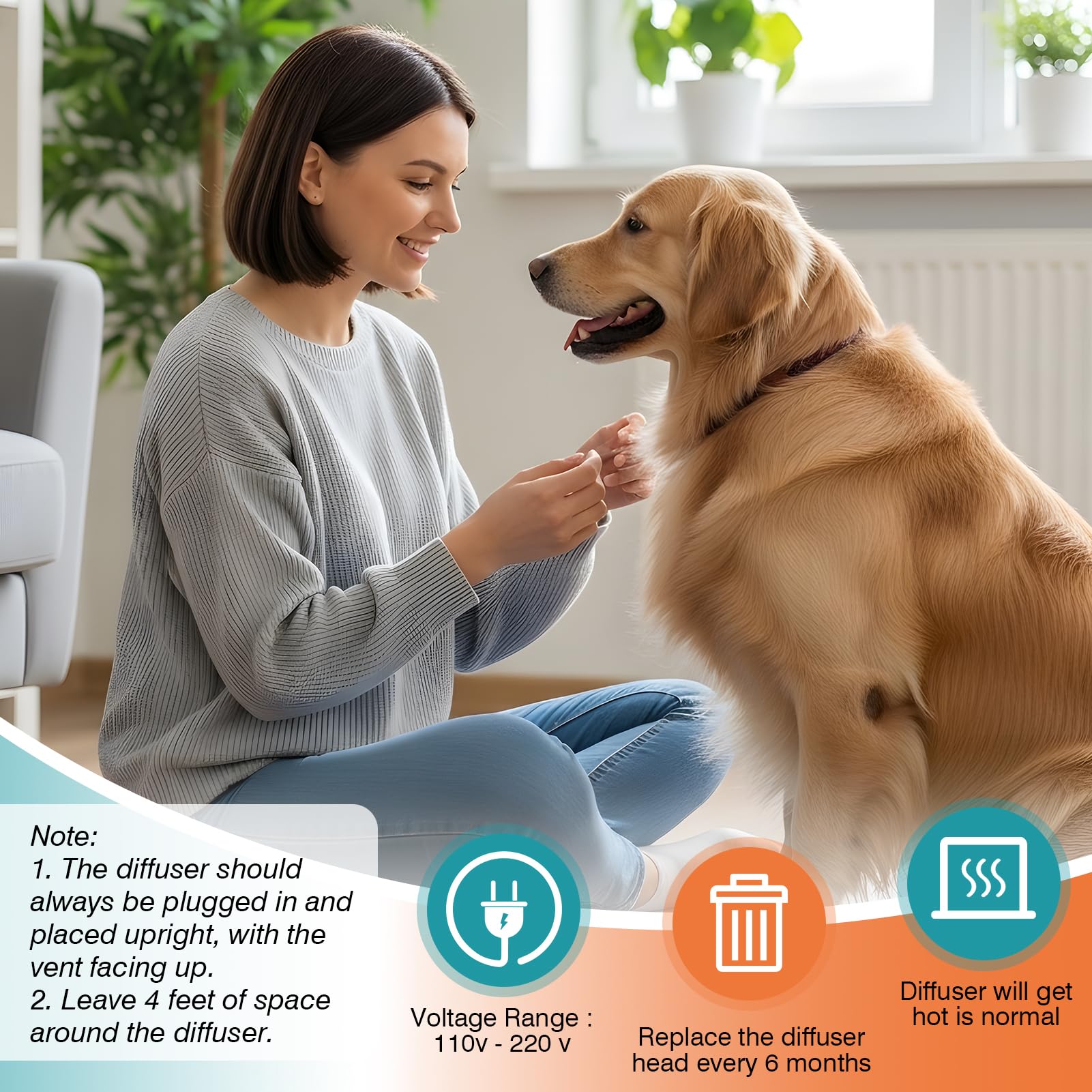 JTEWZX diffuser in use creating tranquil pet space.