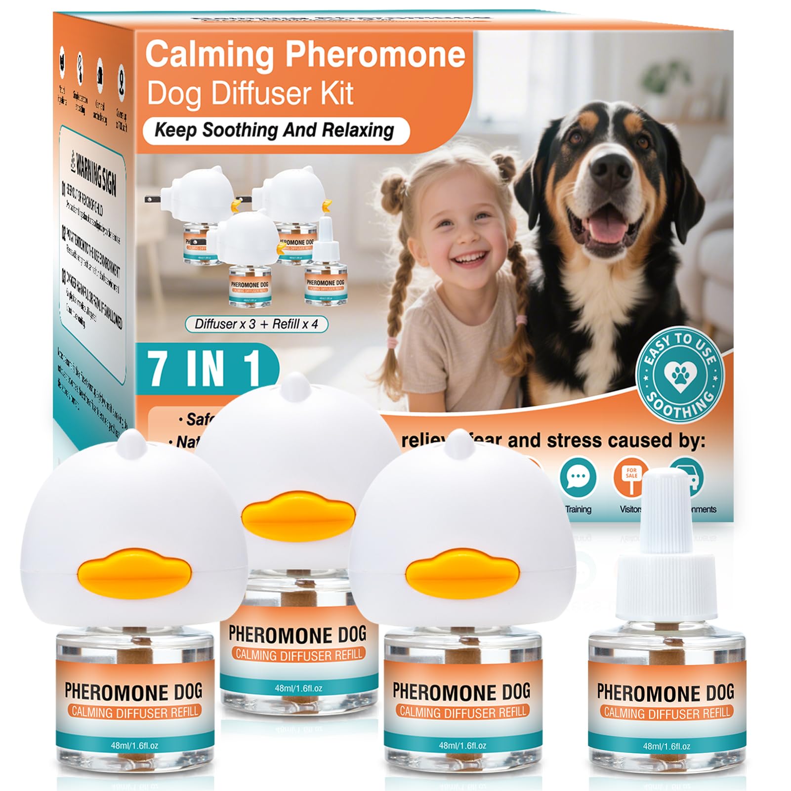 JTEWZX dog calming diffuser kit front view for anxiety relief in larger rooms.