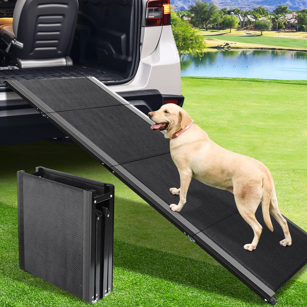 JTSIOV dog ramp car usage demonstrates easy pet access with ample length
