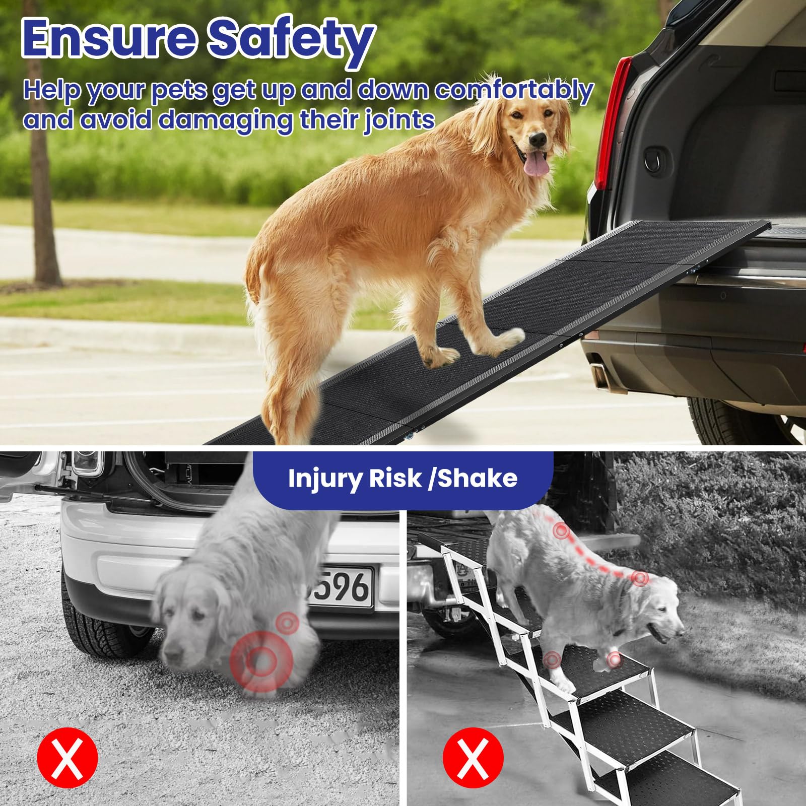 JTSIOV dog ramp non-slip surface emphasizes secure grip during use