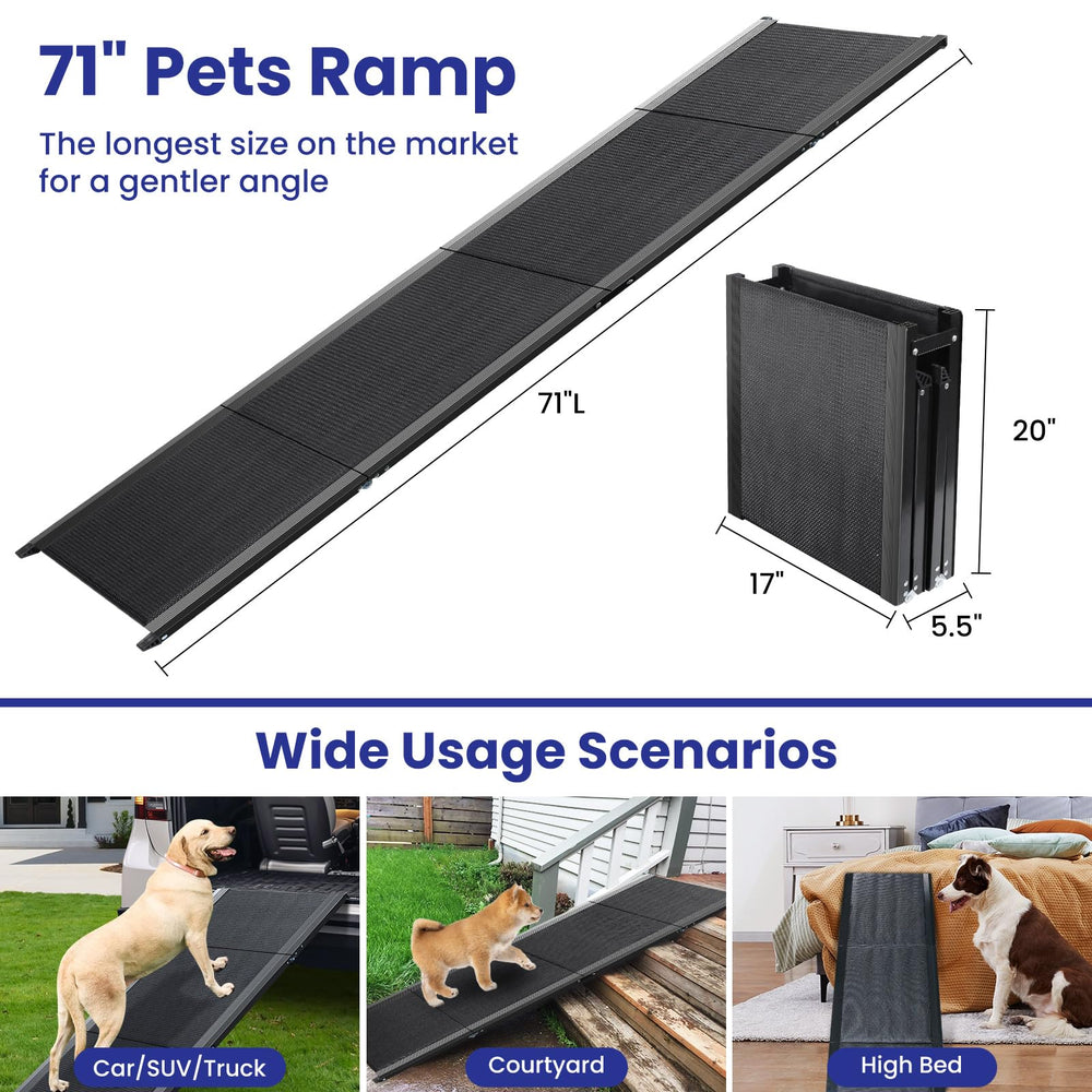 JTSIOV dog ramp nonslip surface for secure footing during climbs.
