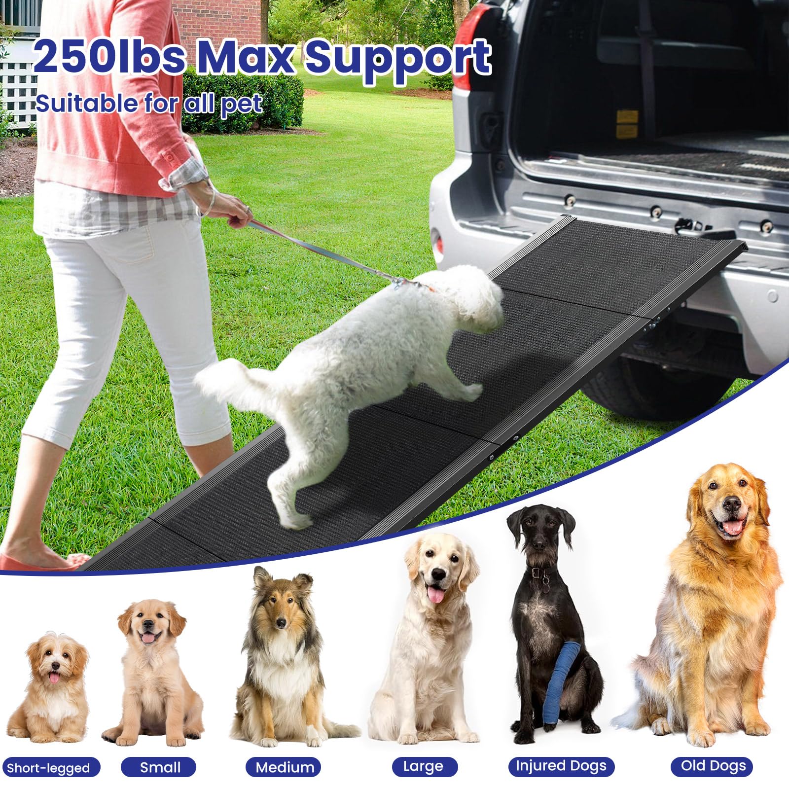 JTSIOV dog ramp waterproof fabric cleans easily after muddy trails.