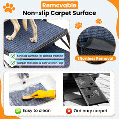 JTSIOV dog stairs removable carpet boosts grip and cleaning ease.
