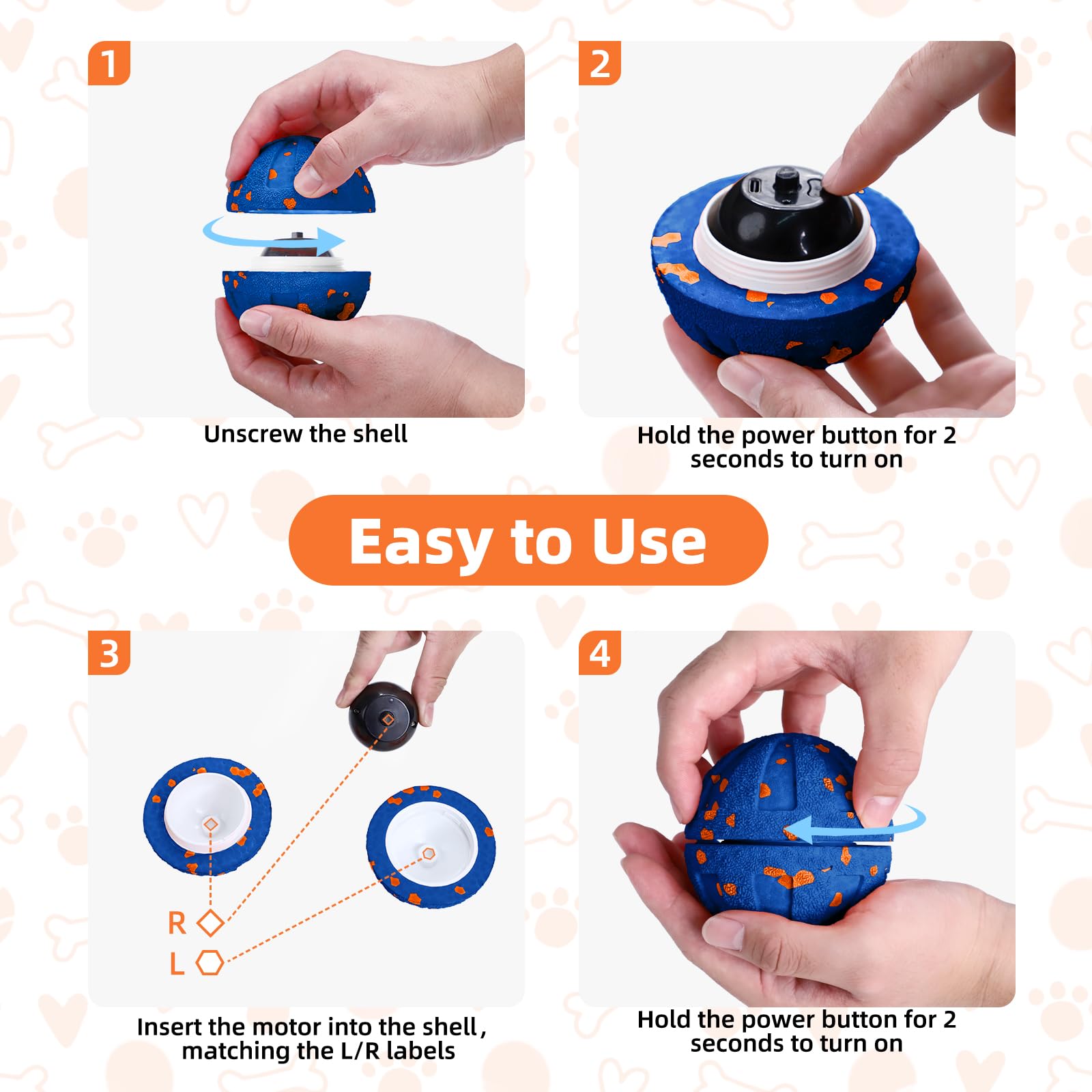 JUBBPDX Interactive Dog Ball blue size-3.15-inch close-up suited for dogs over 35 pounds