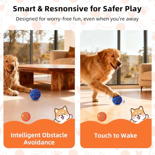 JUBBPDX Interactive Dog Ball blue mode-gentle shot for calm indoor play