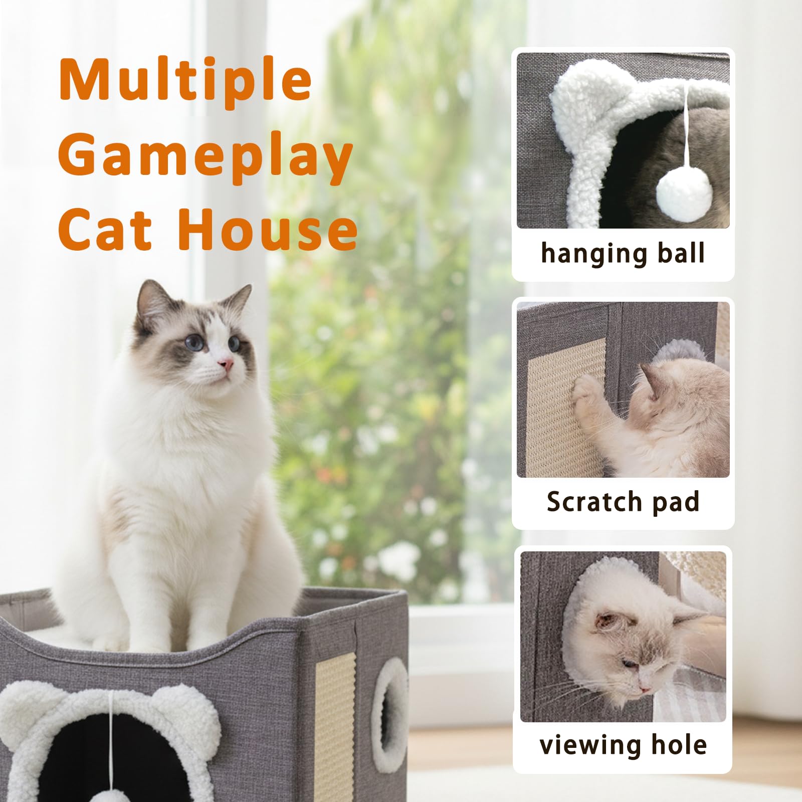JUDERWOO cat-house enclosed-cave offers secure hideaway for cats