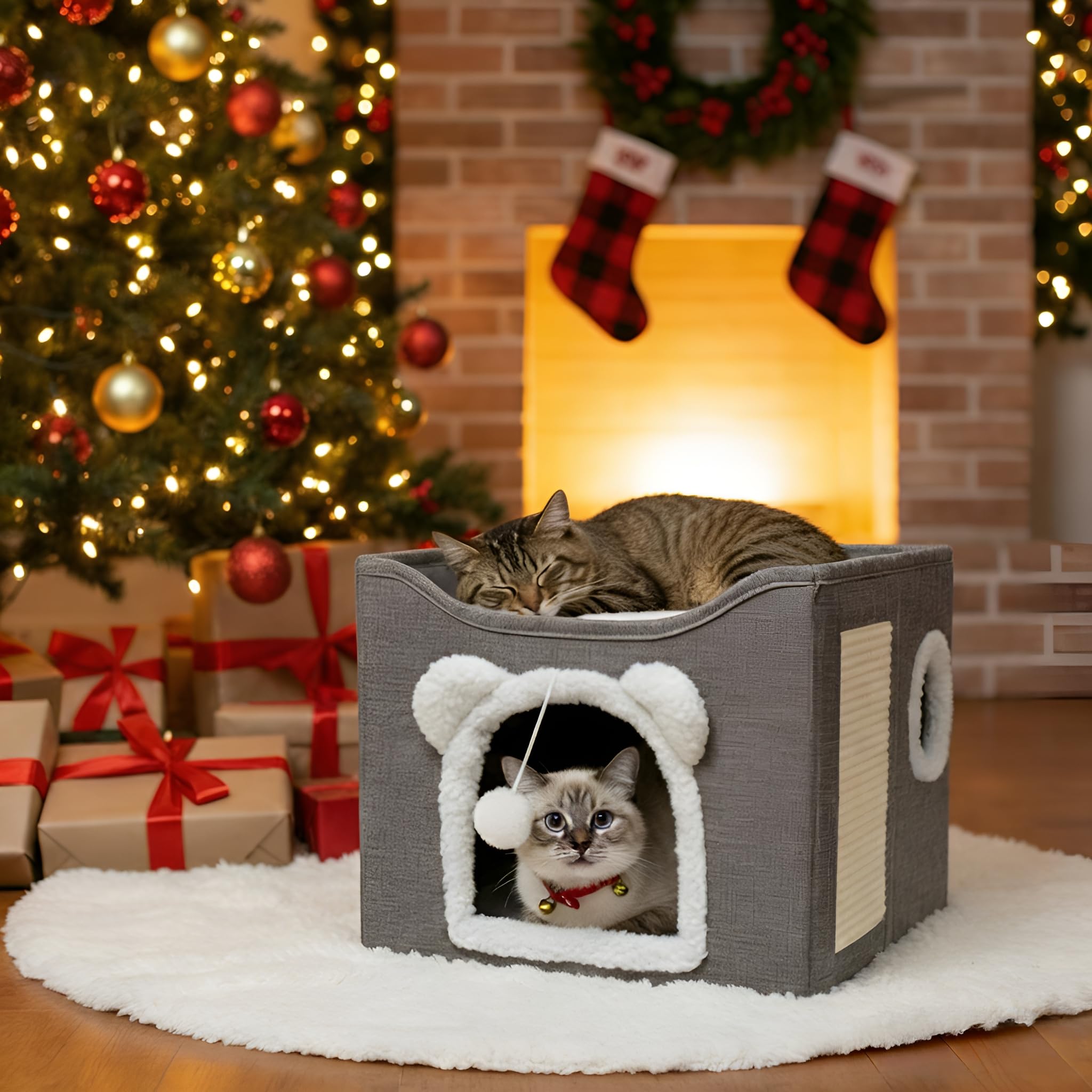 JUDERWOO cat-house-foldable-storage folds flat for easy storage and travel