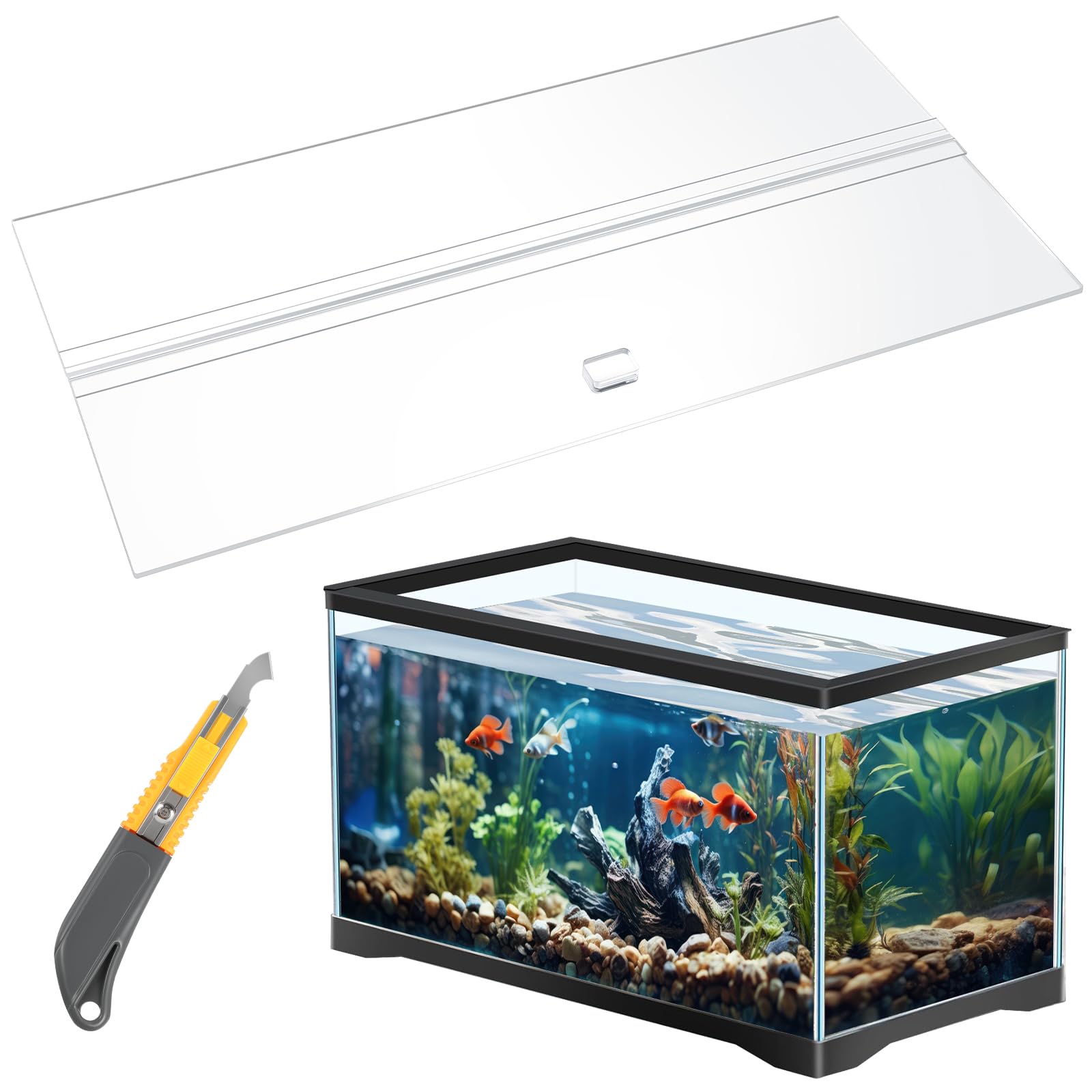 Juexica aquarium acrylic canopy 29x11-38 inch clear for unobstructed viewing
