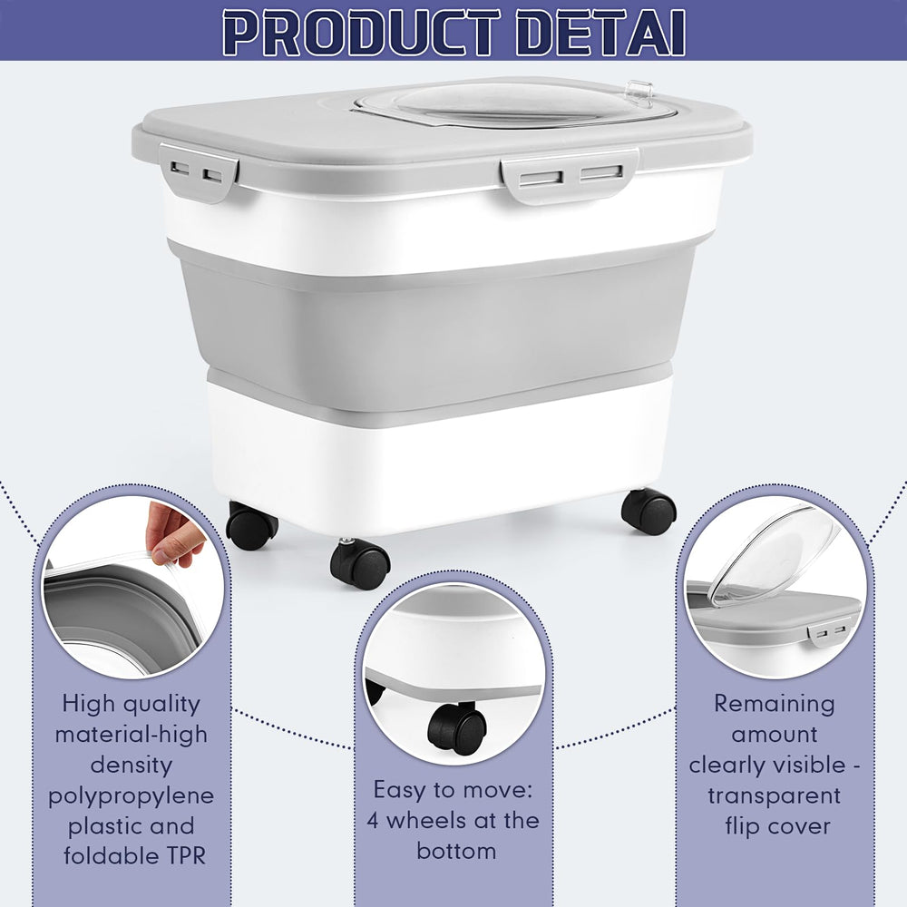 Juexica litter bin includes a scoop for quick cleanup.