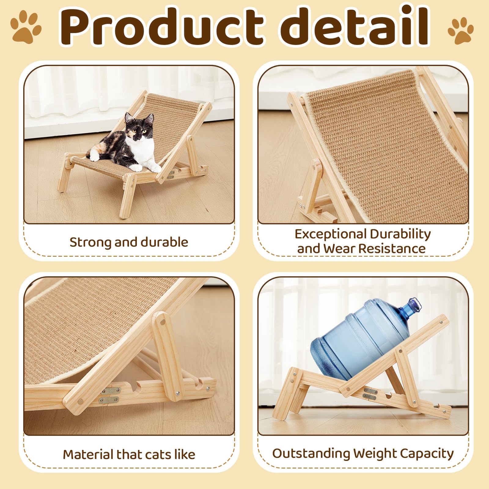 Juexica cat lounge in use with elevated flat cushion for restful naps