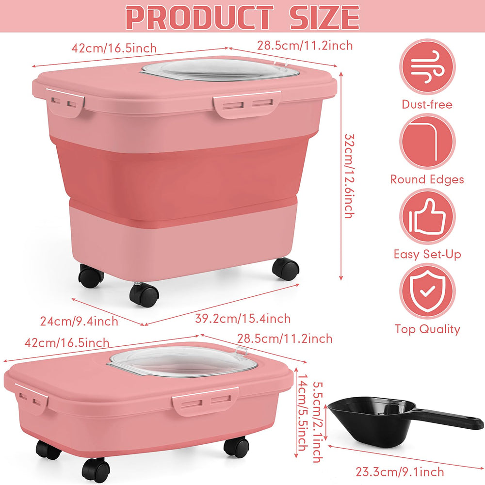 Juexica collapsible cat litter storage bin with airtight lids keeps contents fresh and mess-free.