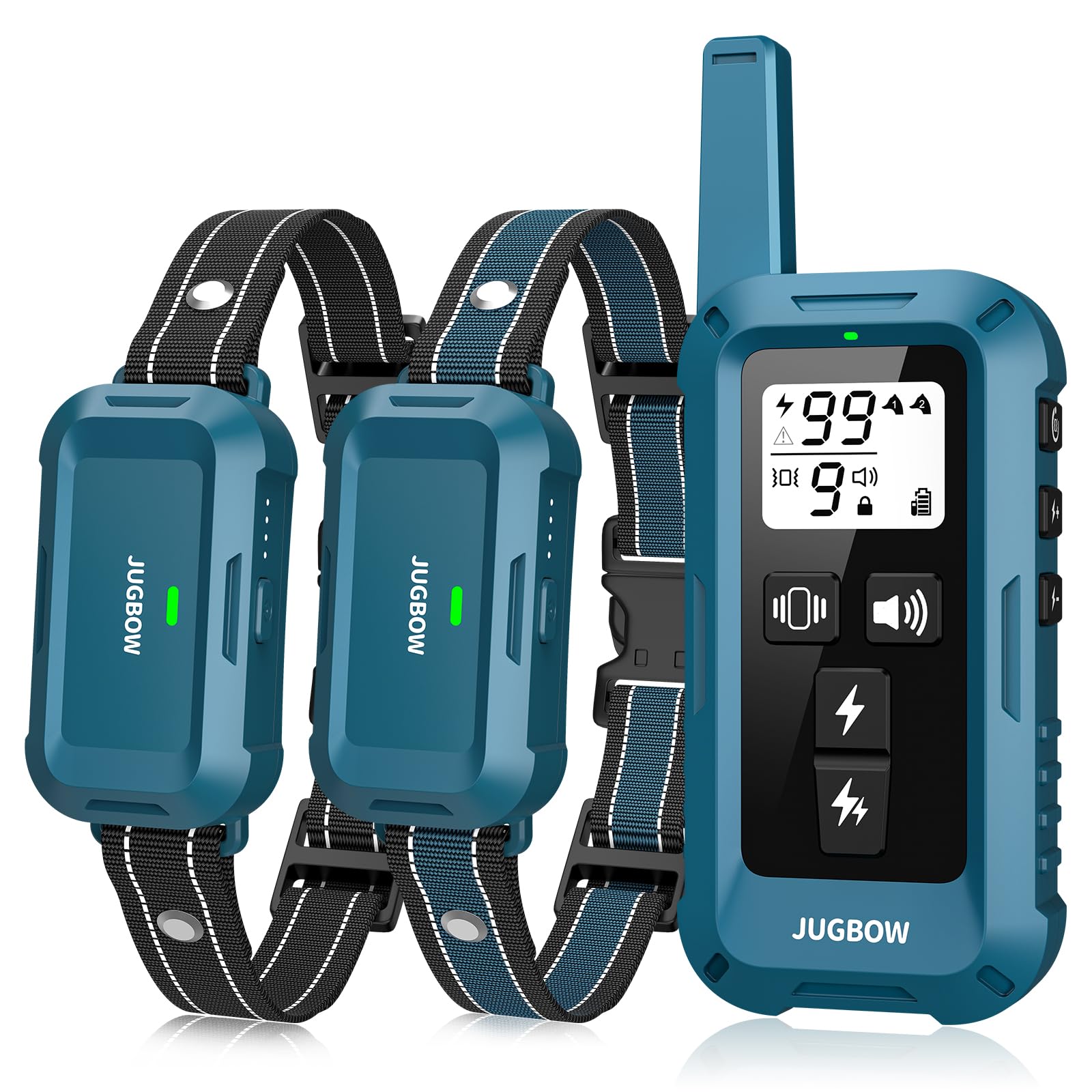 Jugbow 2 Dogs collar with remote shows 4200ft range for outdoor training.