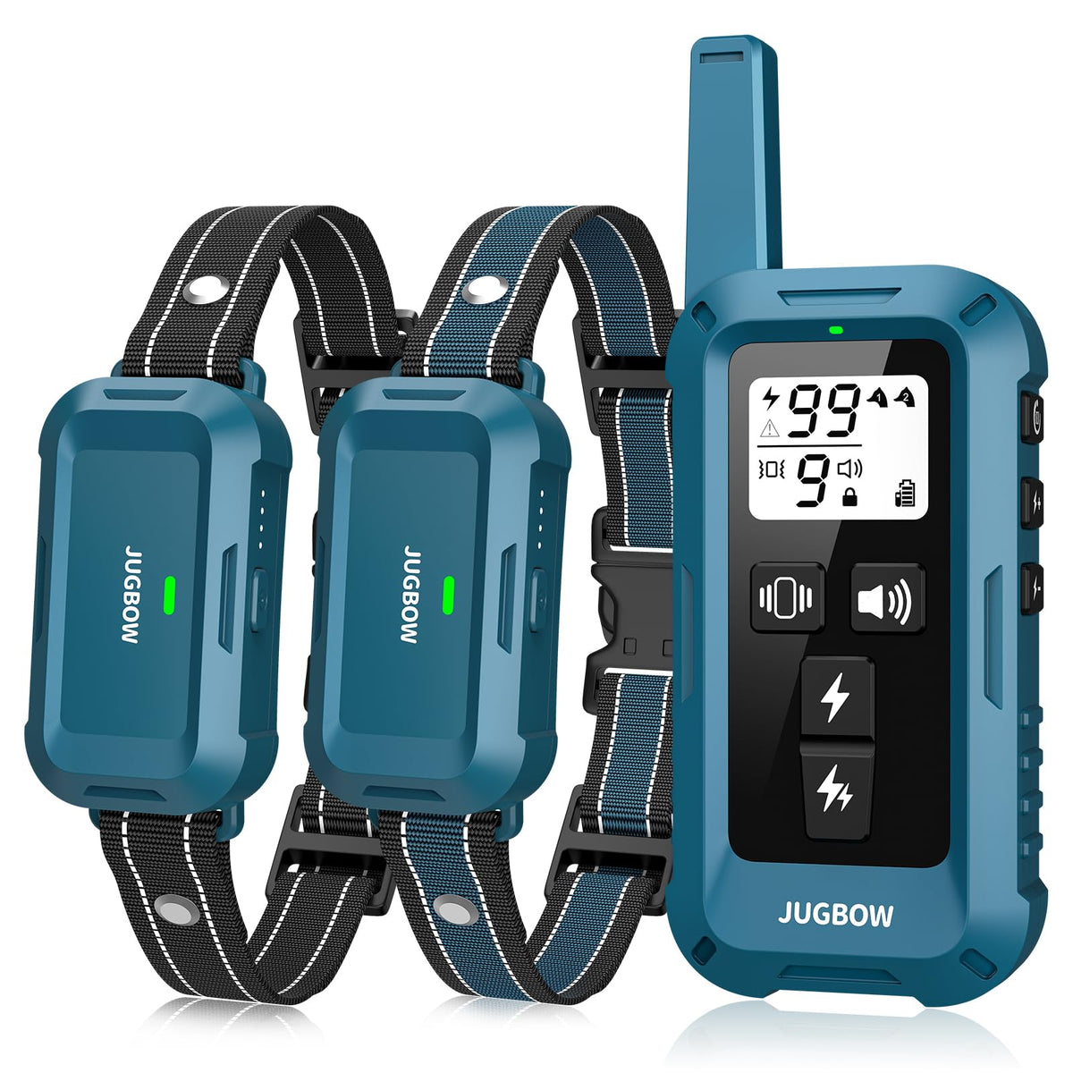 Jugbow 2 Dogs collar with remote shows 4200ft range for outdoor training.