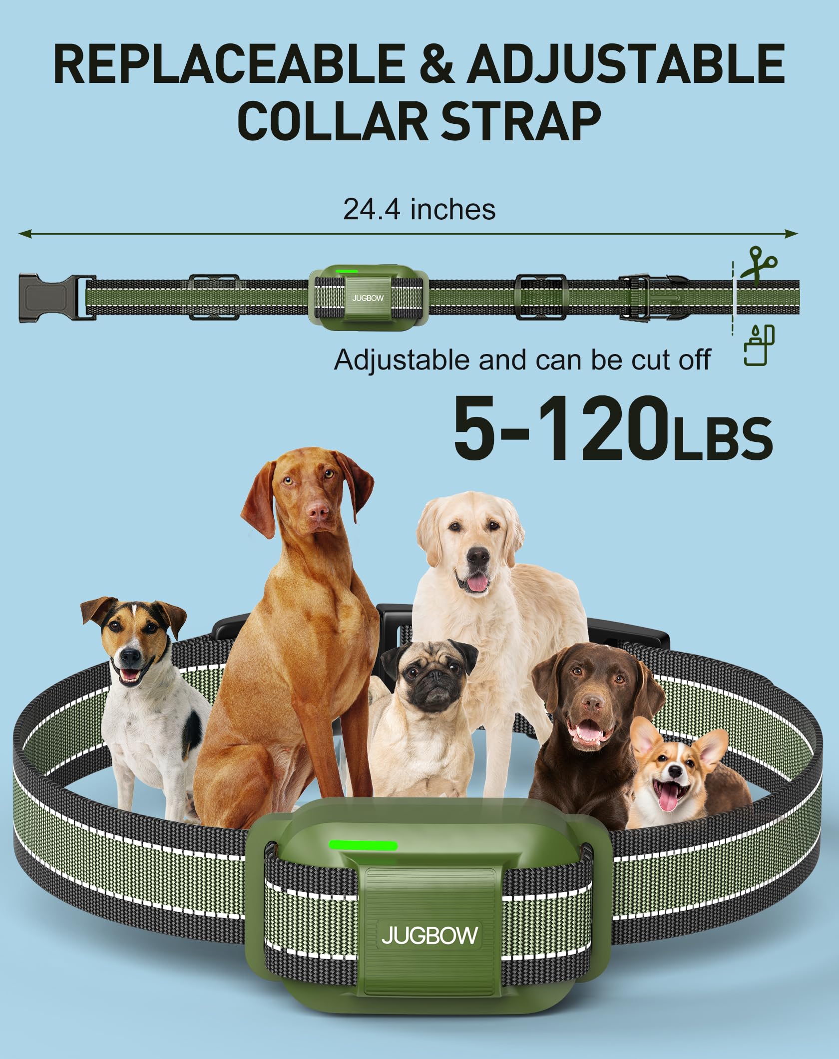 Jugbow collar offers 4200ft-range training reach for flexible indoor and outdoor use.
