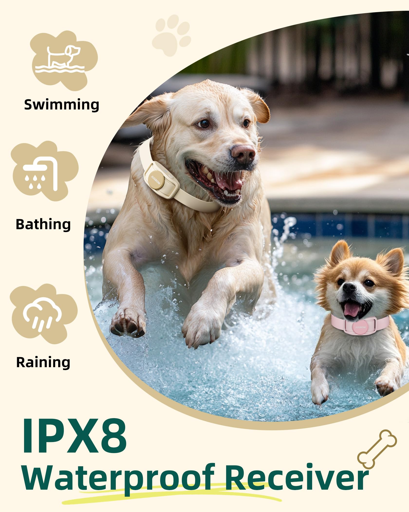 Jugbow e collar with three humane modes for versatile dog training.