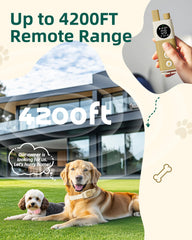 Jugbow receiver on beige collar shows waterproof durability for all-weather wear.