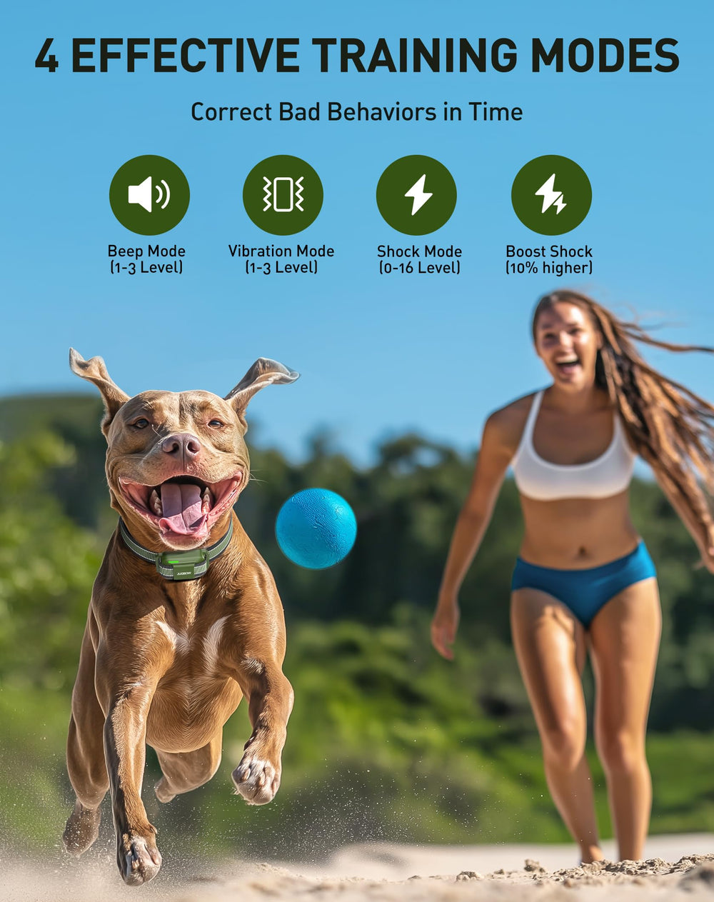 Jugbow IPX8 waterproof collar demonstrates durable training gear for all-weather outdoor sessions.
