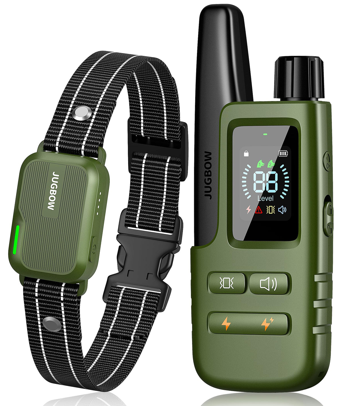 Jugbow dog collar remote training setup enables indoor and outdoor sessions