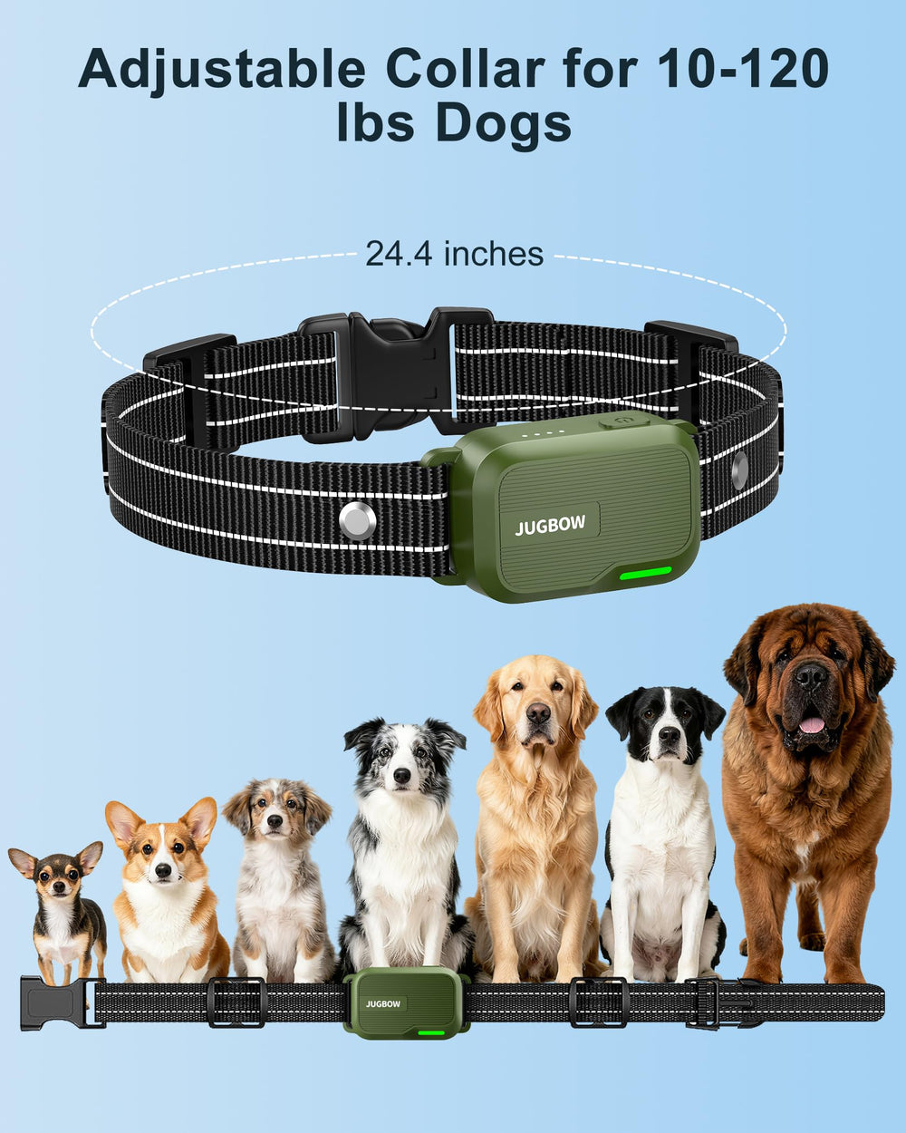 Jugbow dog collar Safe-Lock prevents accidental button presses during walks.