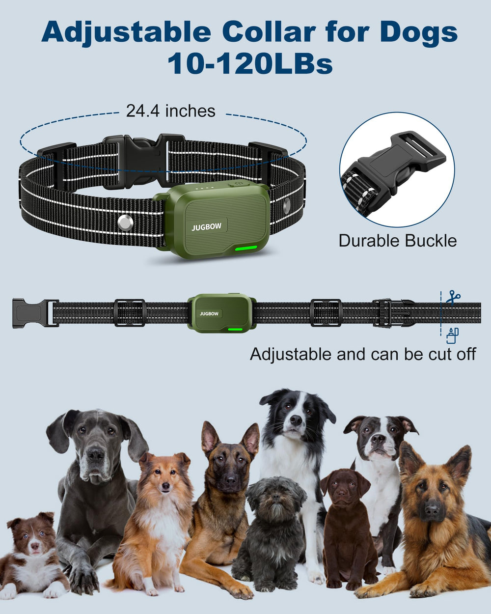 Jugbow dog collar shock-boost mode increases stimulation for tougher training