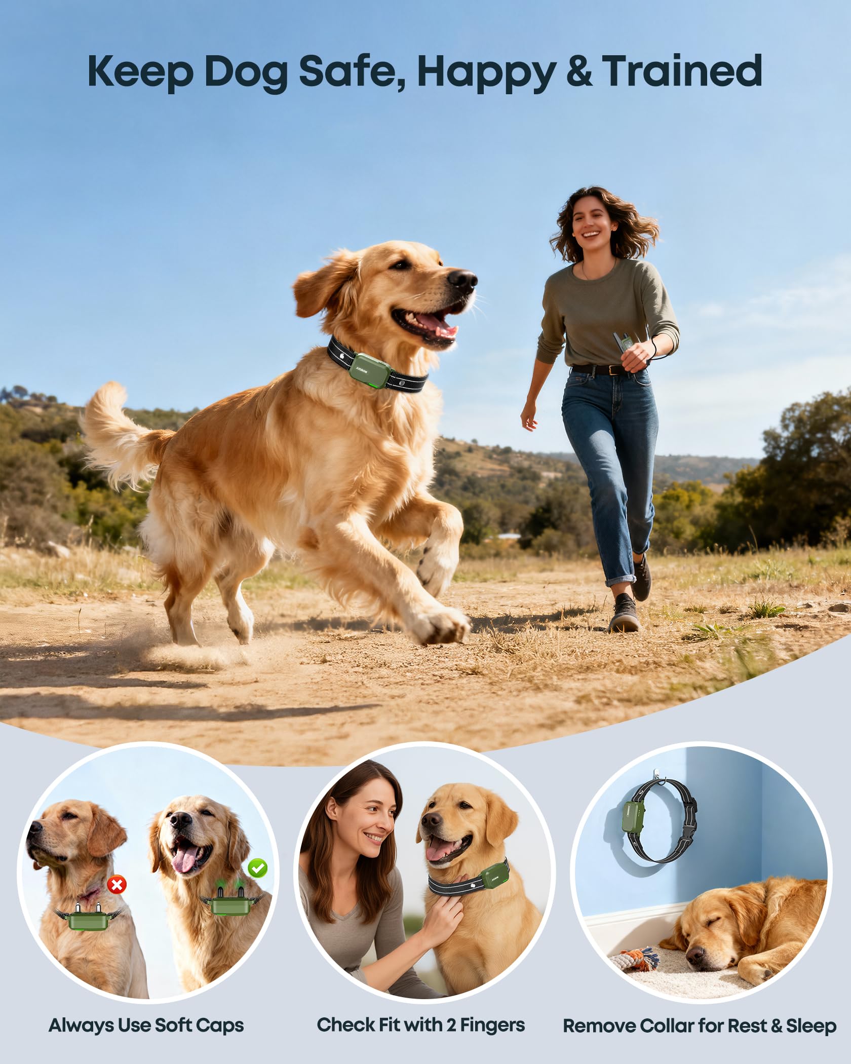 Jugbow training modes include beep vibration and shocks for tailored sessions.