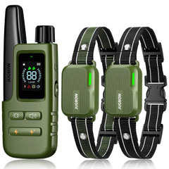 Jugbow dog shock collar dual-dogs remote enables simultaneous training at long range.