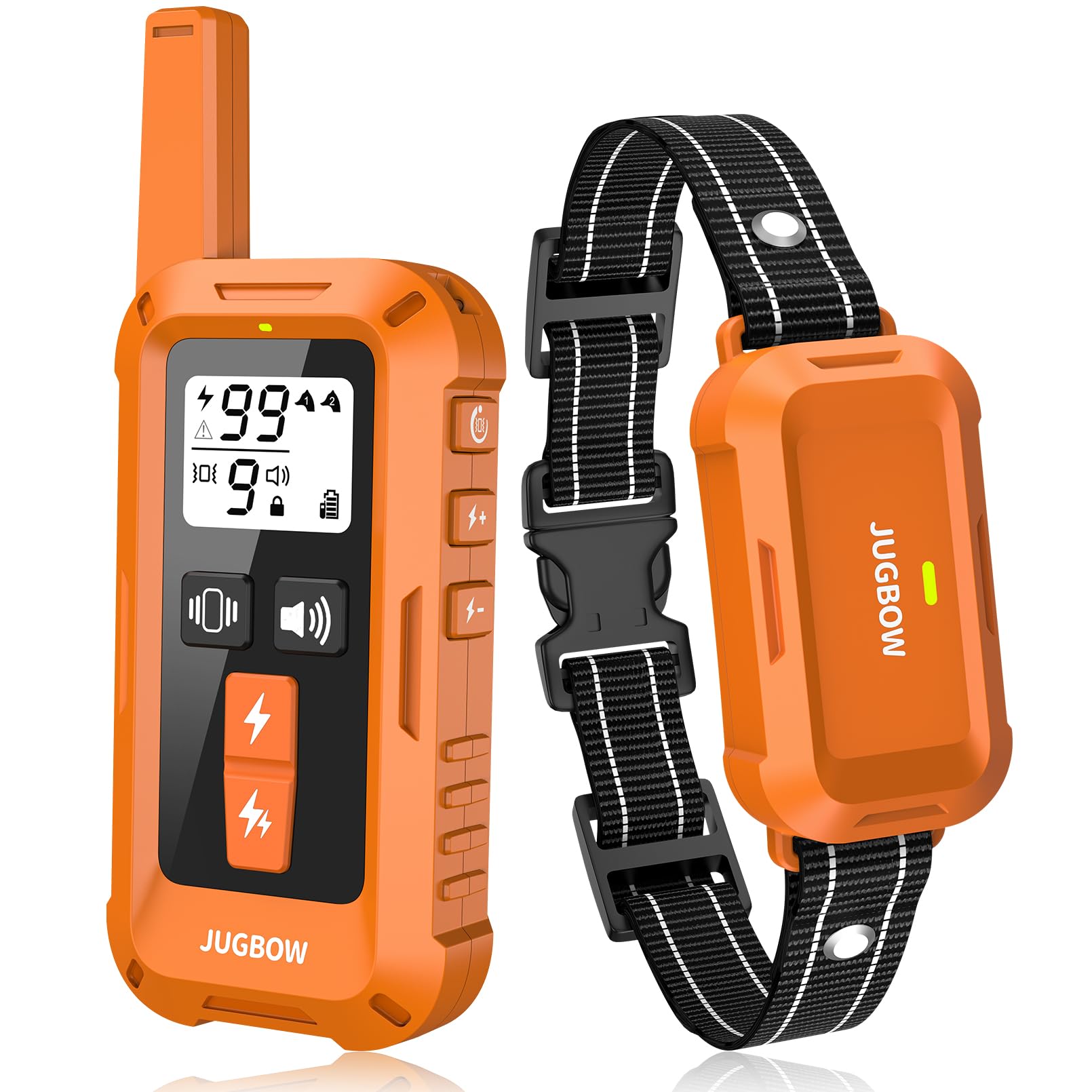 Jugbow dog shock collar remote with multiple training modes for effective behavior shaping.