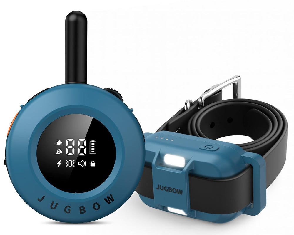 Jugbow dog shock collar remote for long-range training and two-dog setup benefits