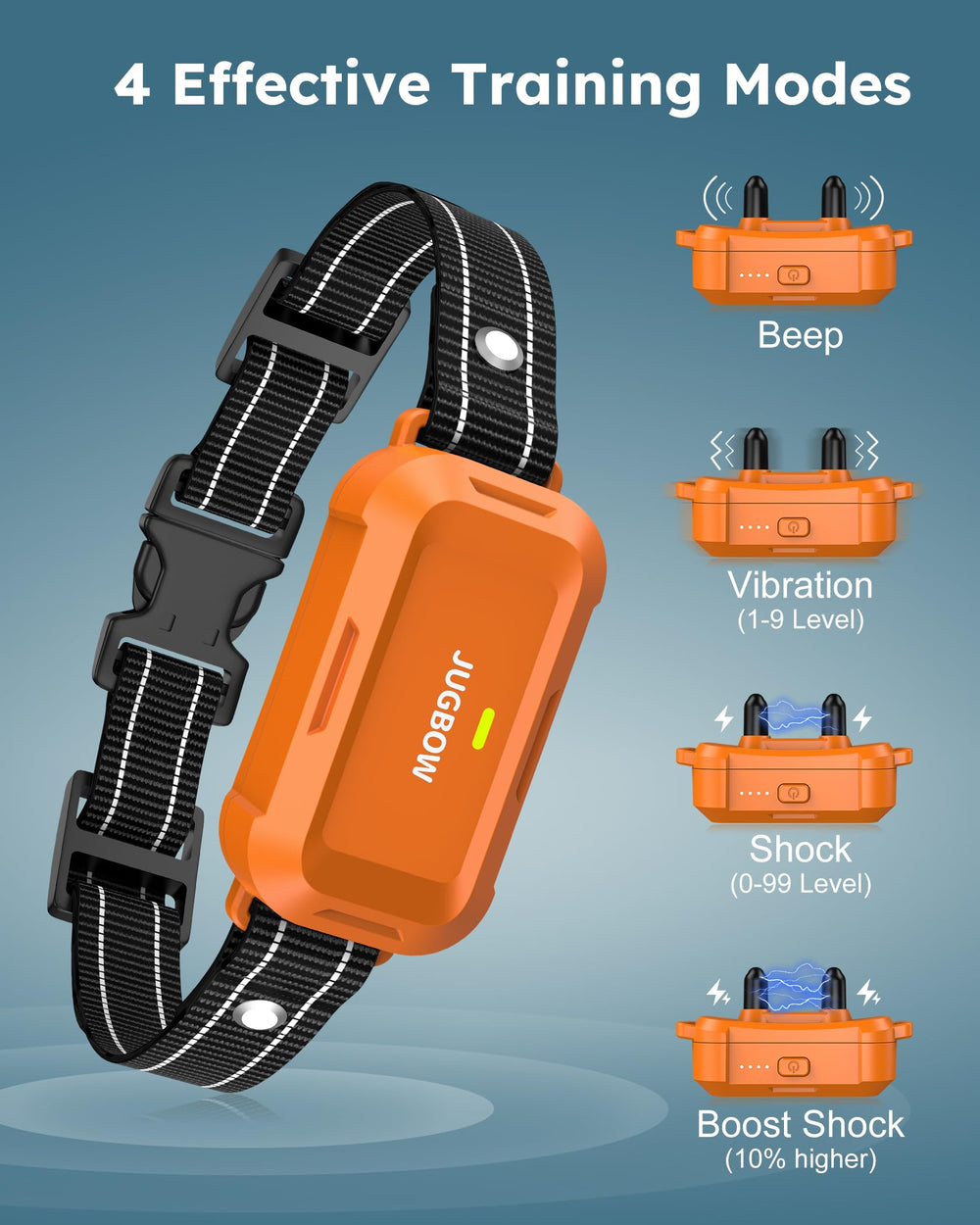 Jugbow IPX7 waterproof collar ready for all-weather outdoor training.