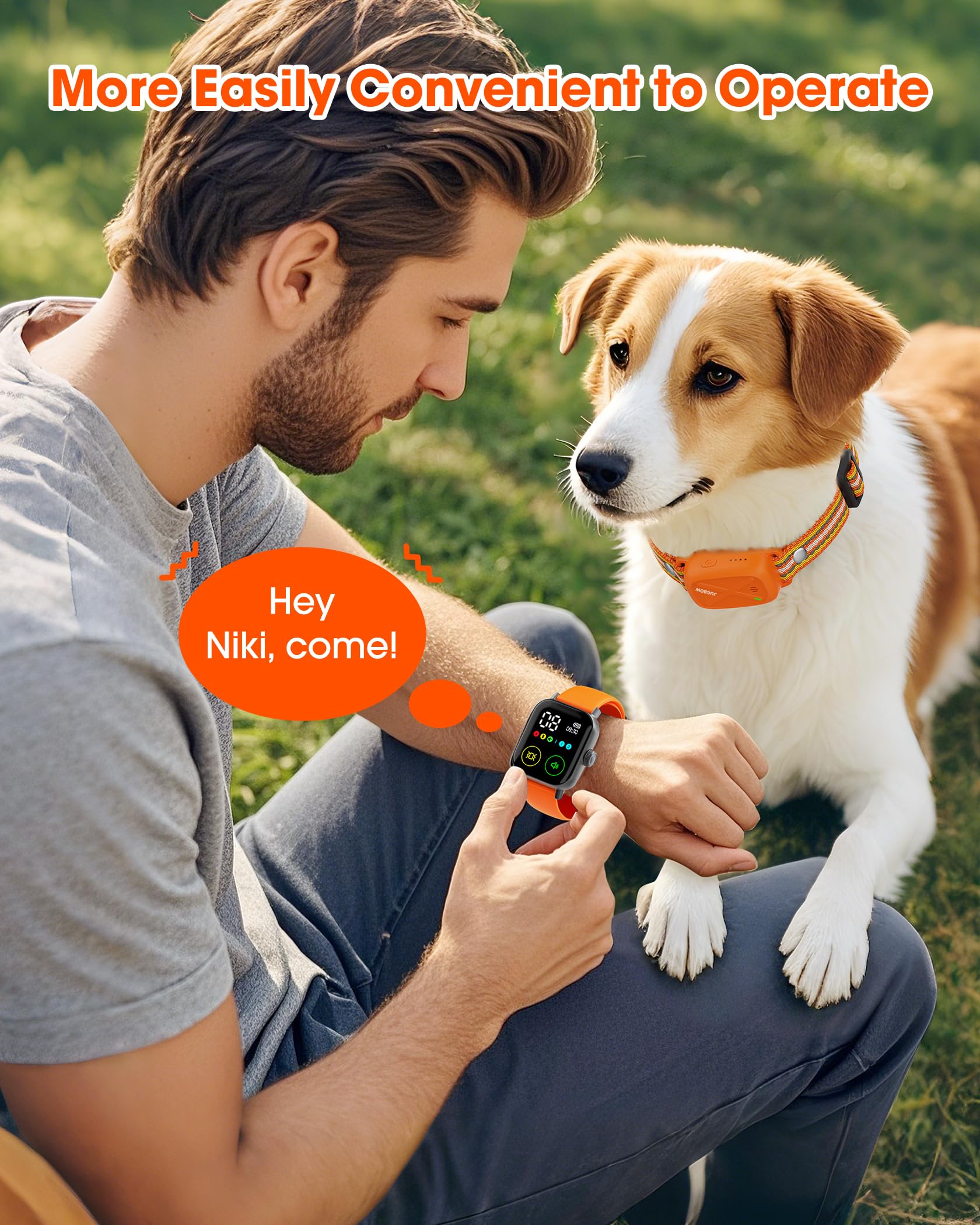 Jugbow long-life battery delivers days of standby for collar and remote.