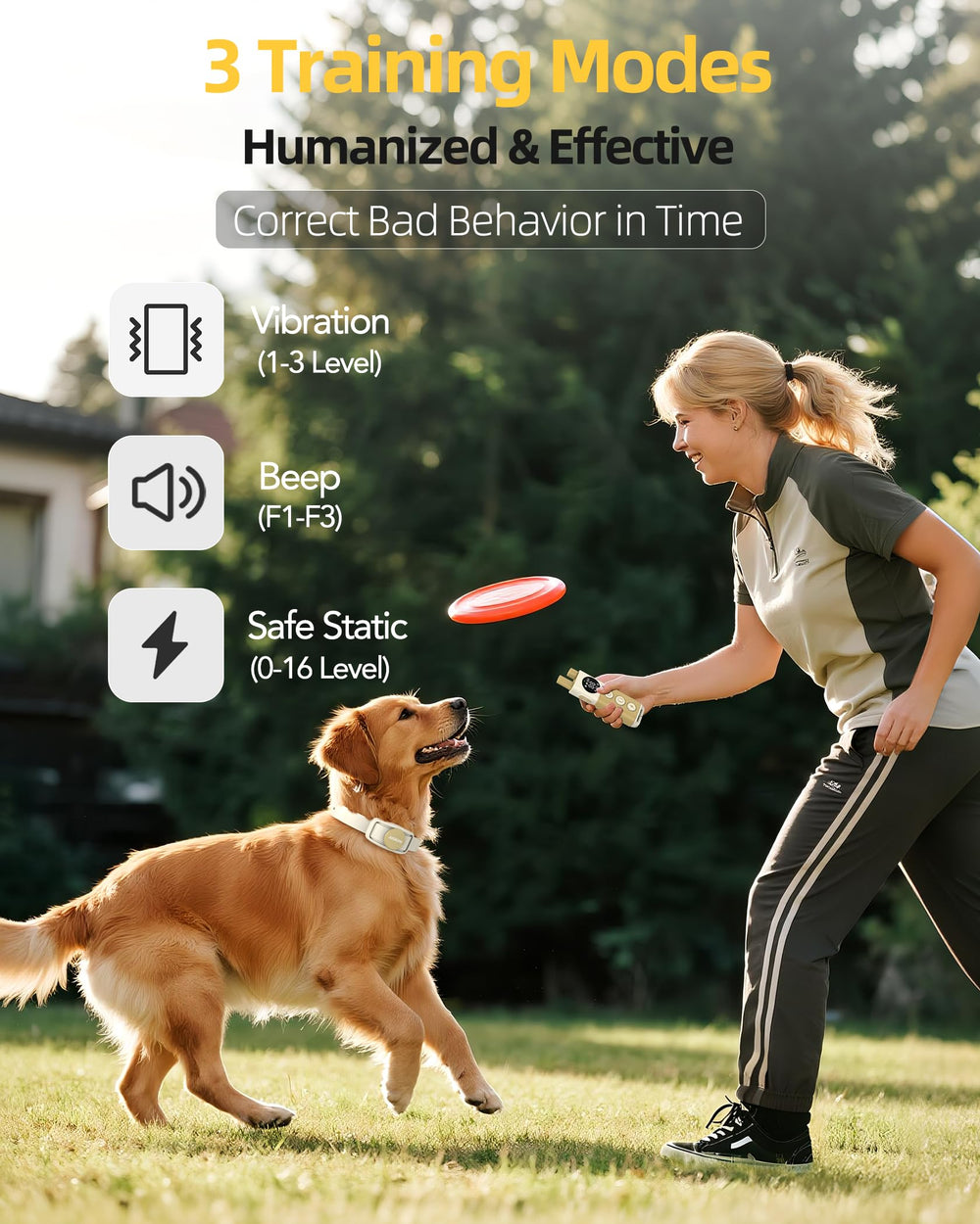 Jugbow Shock Collar remote demonstrates long-range control for yard or field training.