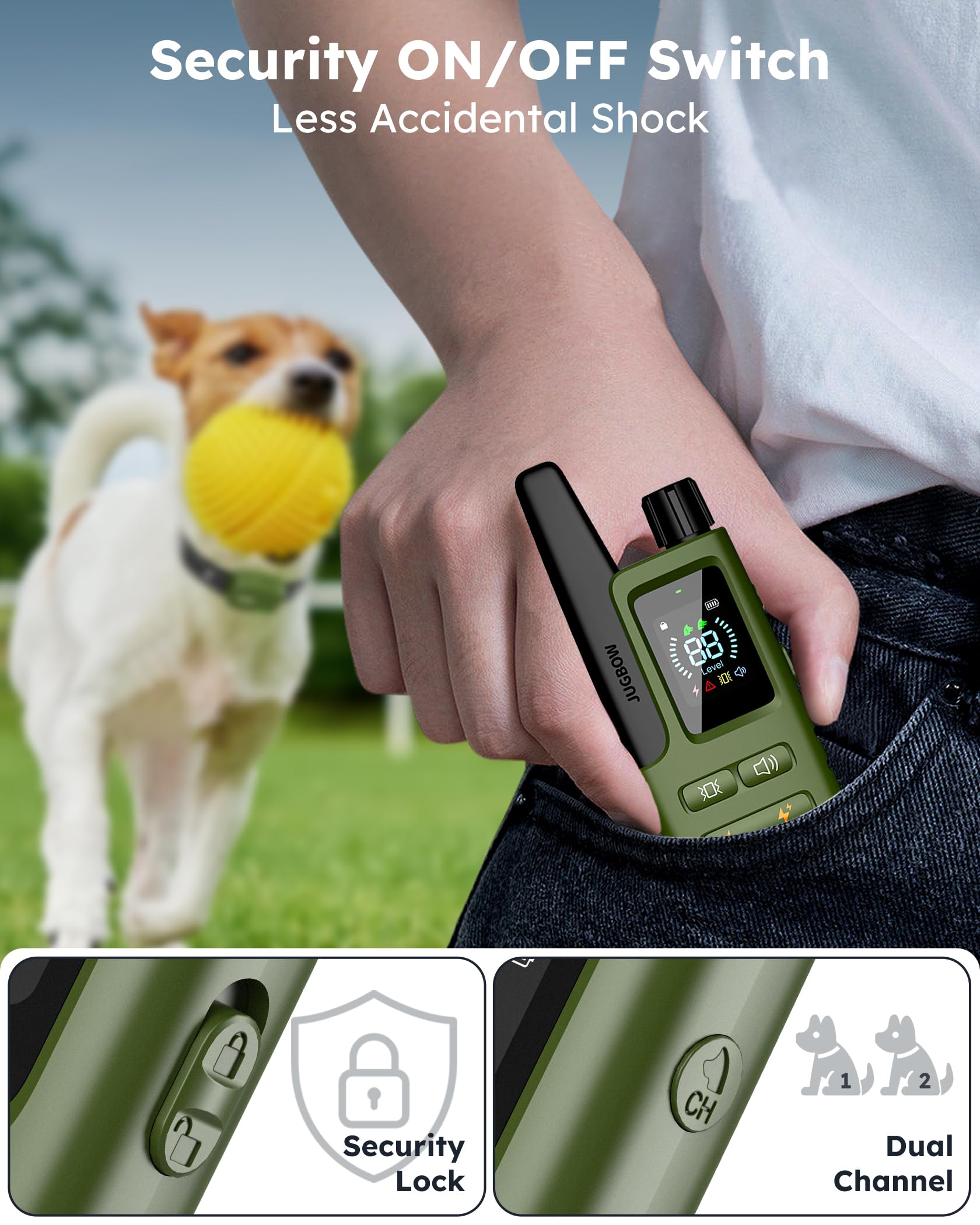 Jugbow two-channel system supports training two dogs with one remote.
