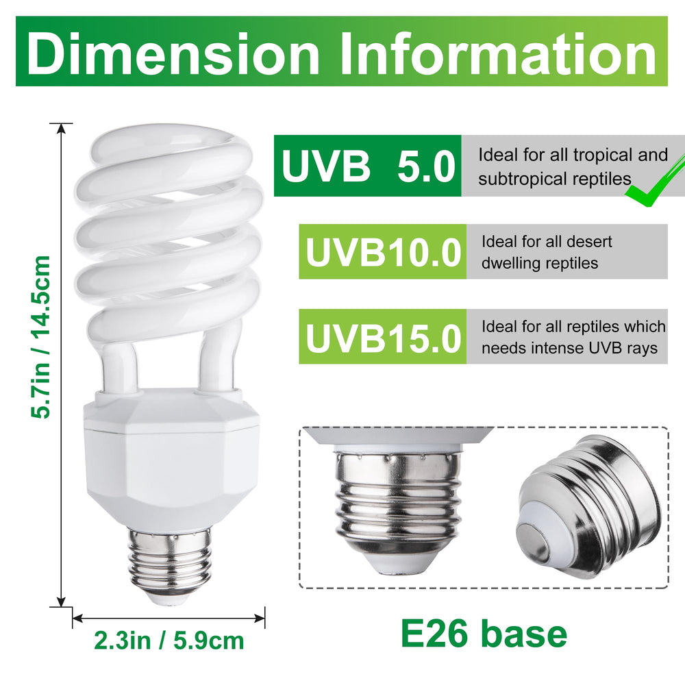 Jugbuy UVB 5.0 2-pack bulbs side view suitable for compact reptile enclosures.