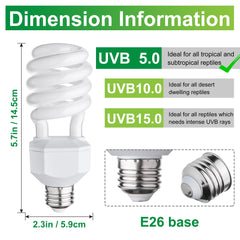 Jugbuy UVB 5.0 2-pack bulbs side view suitable for compact reptile enclosures.