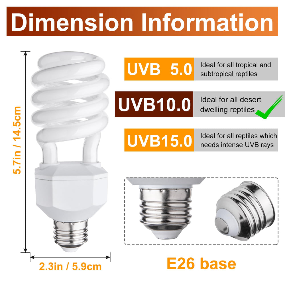 Jugbuy UVB Reptile Light Bulb 10.0 on basking spot promotes appetite and UV exposure
