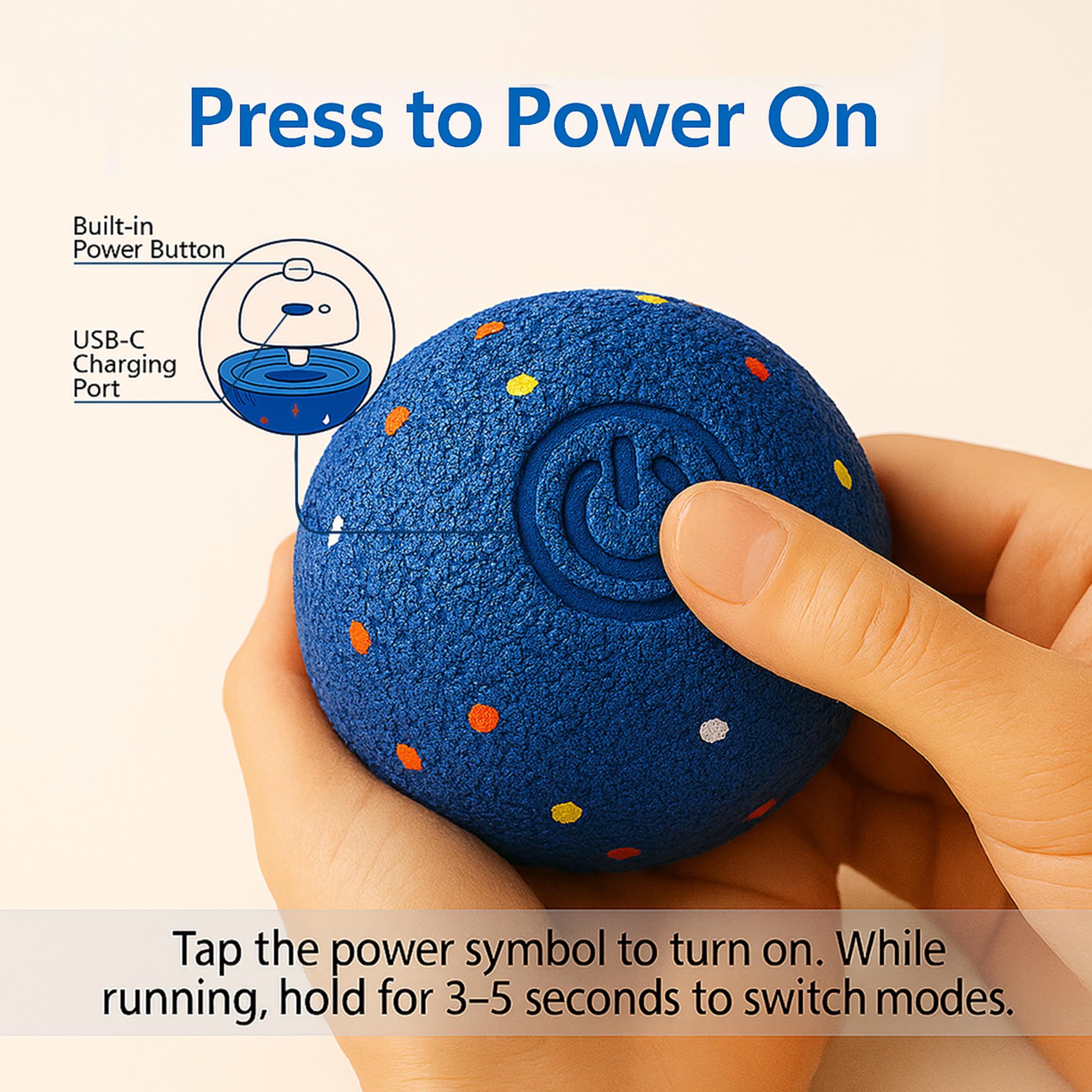 Jujingcw dog toy with anti-mistouch switch for safer play