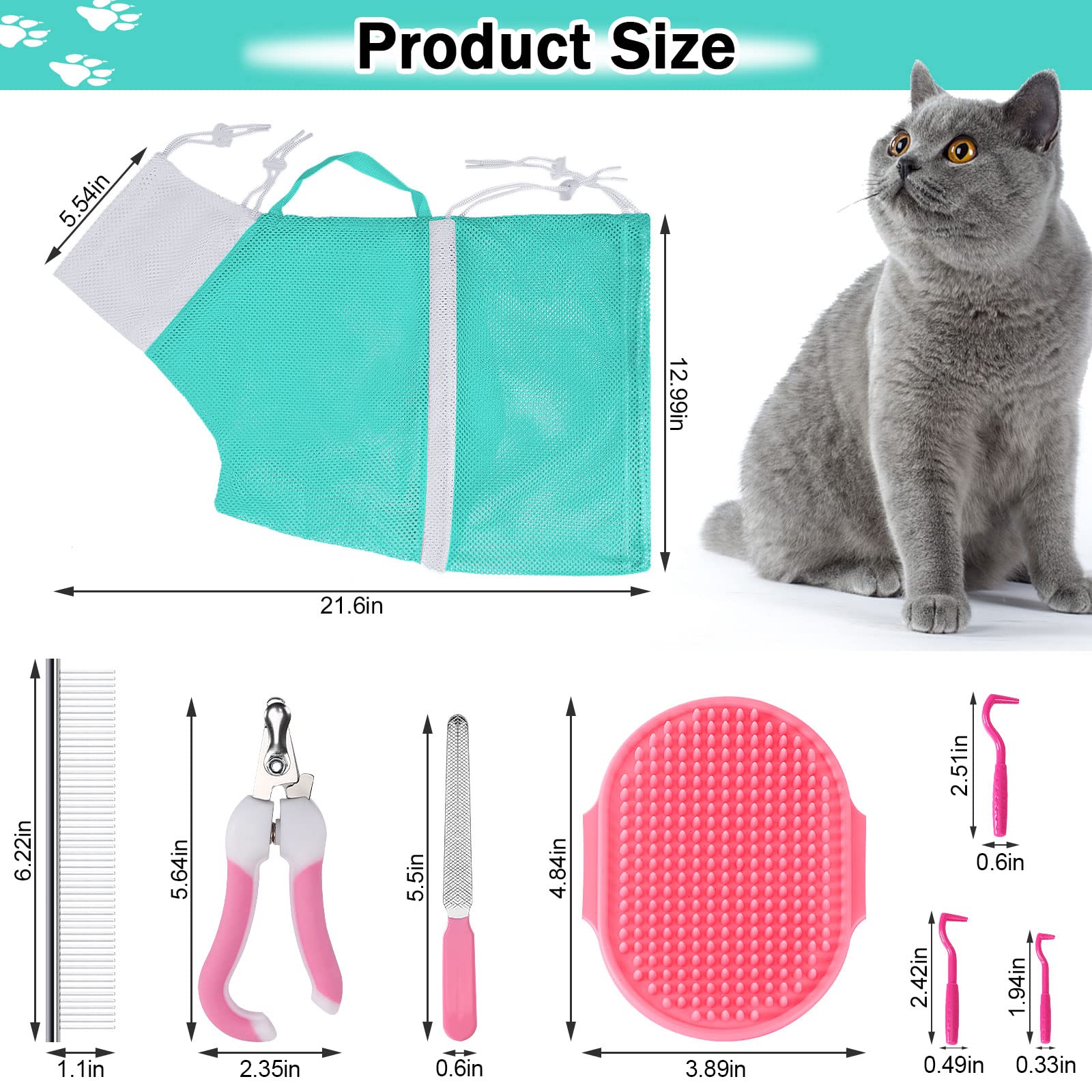JULMELON cepillo para gato, ayuda a grooming suave y limpieza