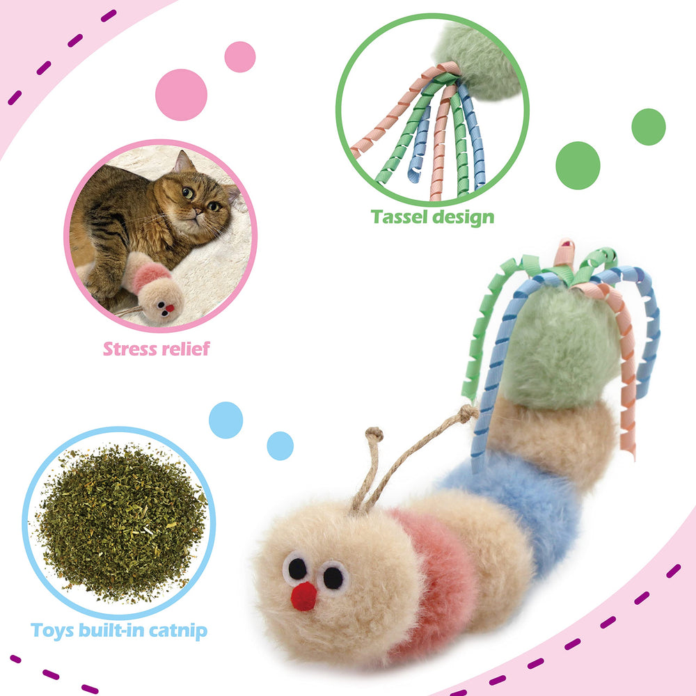 Jumpaws Catnip Kicker Caterpillar fluffy body invites chasing and batting