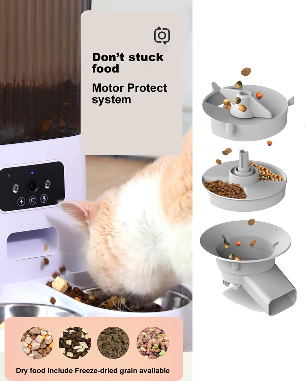 Junbec-Pet feeder dry-food compartment emphasizing freshness design