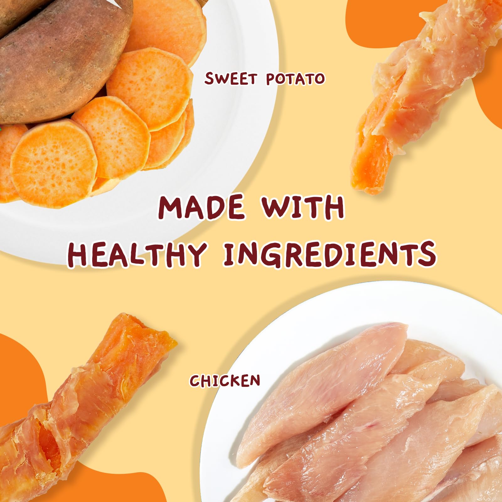 Jungle Calling chicken-sweet-potato-slices shown as tasty training rewards.