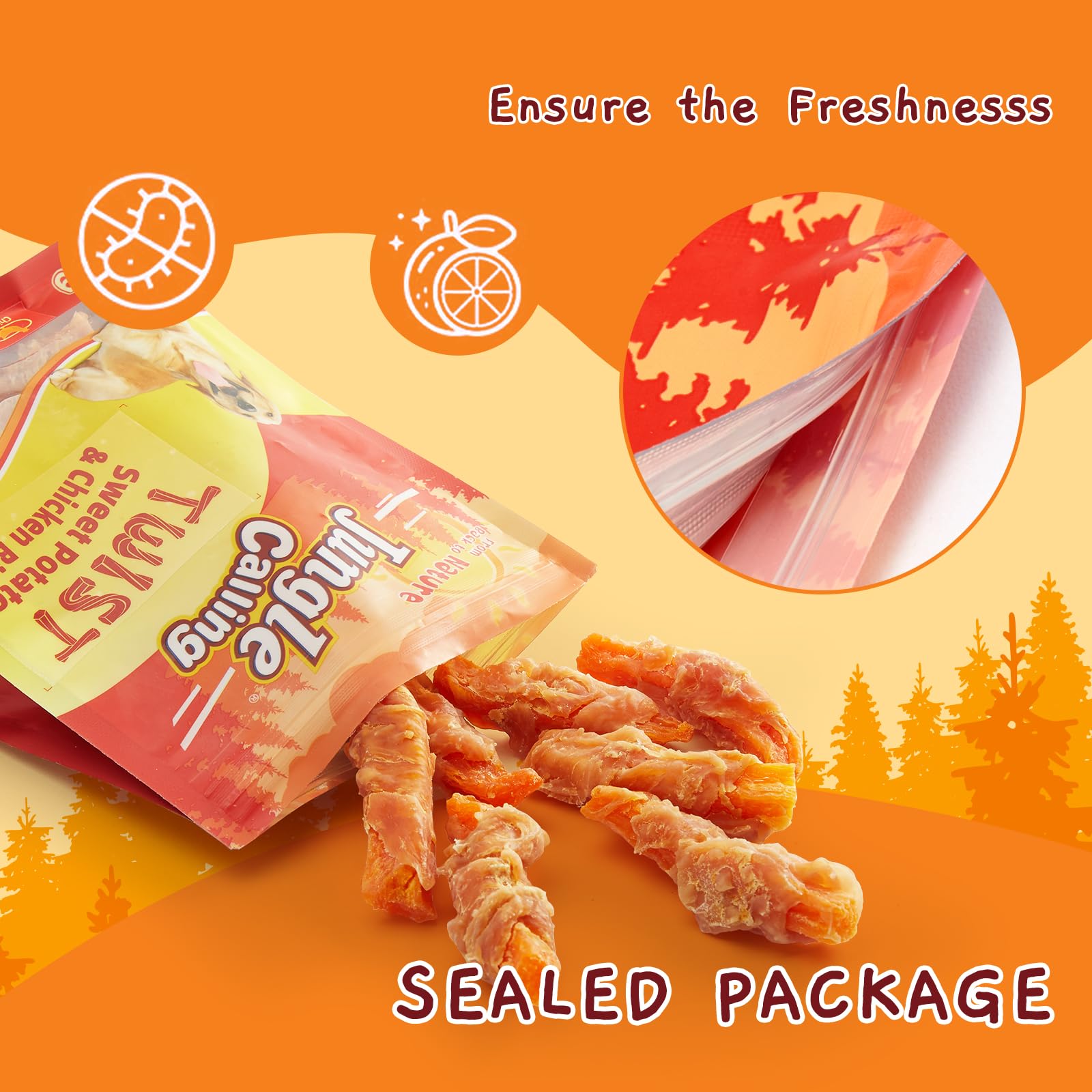 Jungle Calling snack sized for medium to large breed dogs.
