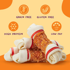 Jungle Calling rawhide bone texture closeup—durable chew for extended play.