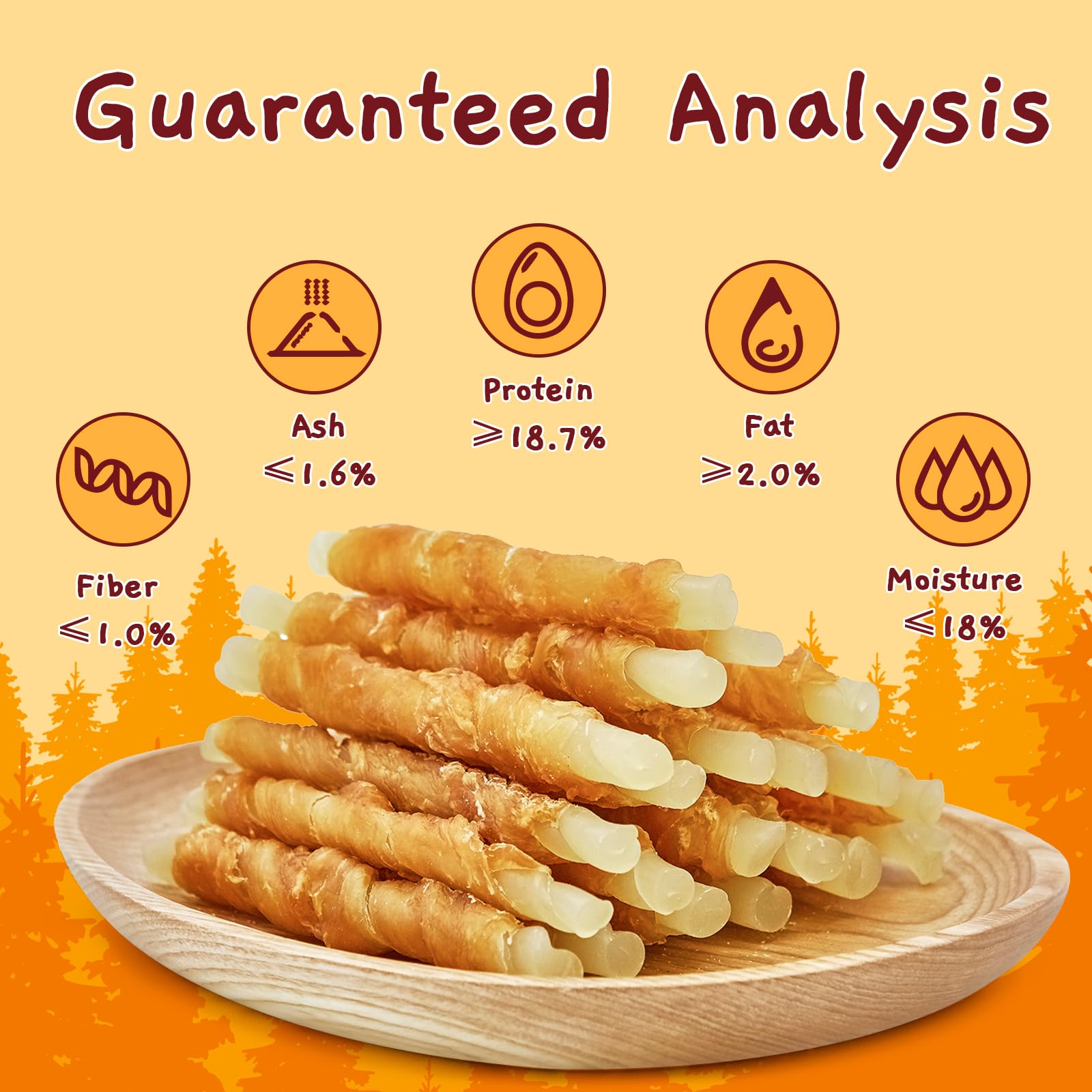 Jungle Calling rawhide-free chicken-wrapped cod sticks support teeth cleaning during chewing.