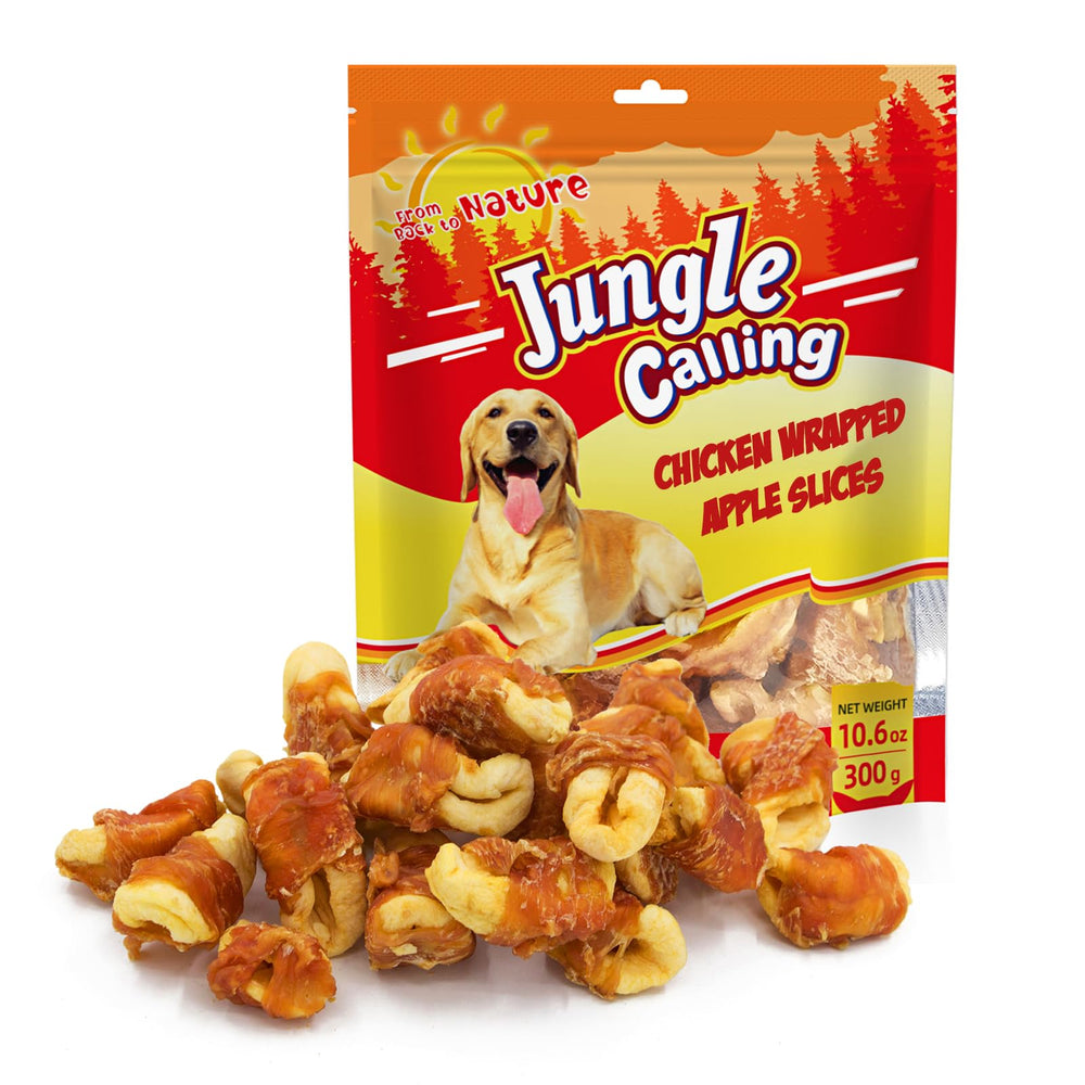 Jungle Calling bouchées poulet-pomme sans peau dans sachet, parfait pour récompenser lors de l entraînement.