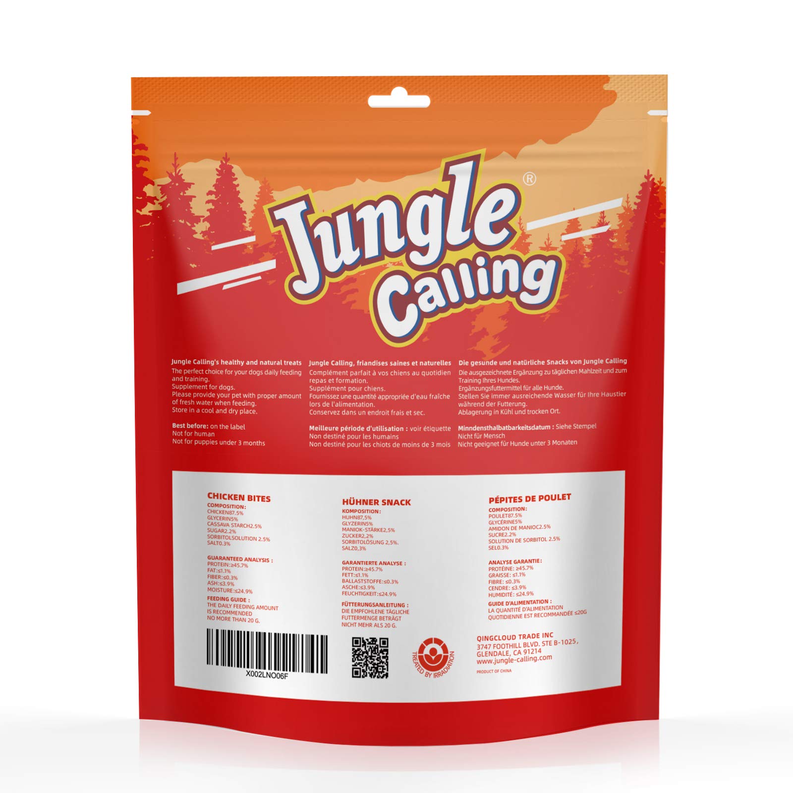 Jungle Calling nutrition facts highlight energy per pack for mindful portions.
