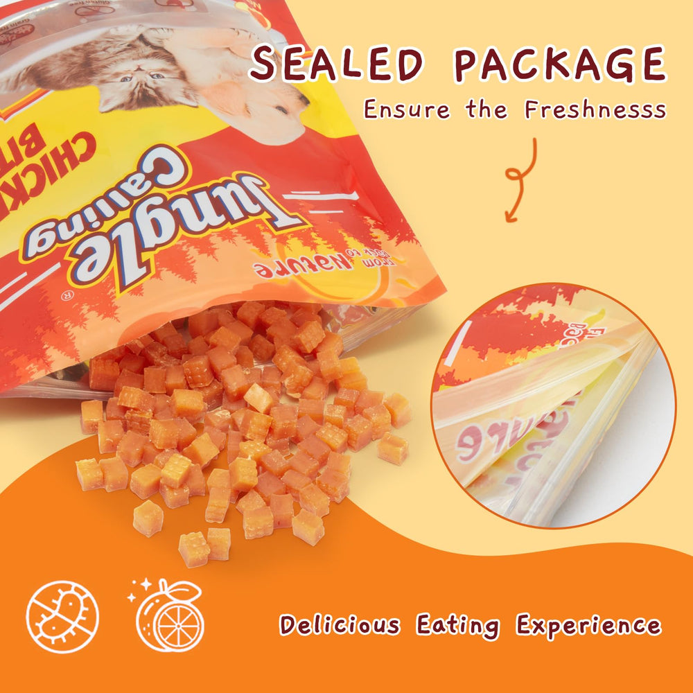 Jungle Calling 3-pack sealed pouches keep treats fresh.
